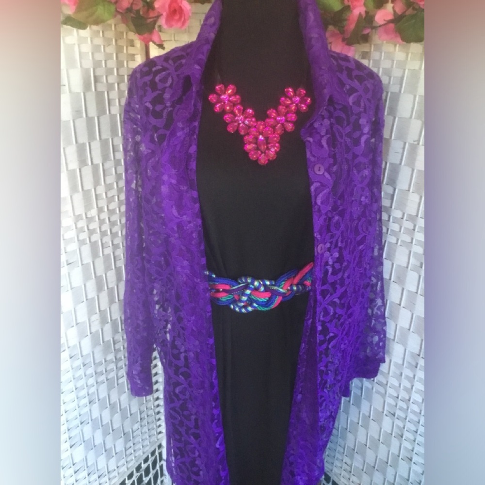 Vtg Roaman’s Purple Lace Top Shacket Vintage GUC